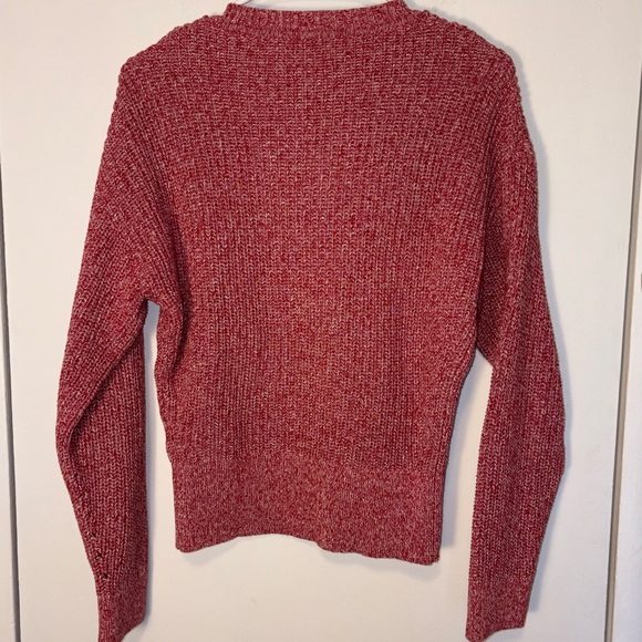 NWT Madewell Red Marled Ribbed Long Sleeve Lace-Up Sweater 100% Cotton Size M - Picture 5 of 8